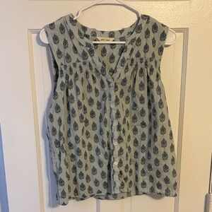 Lucky Brand Sleeveless Blue Floral Blouse